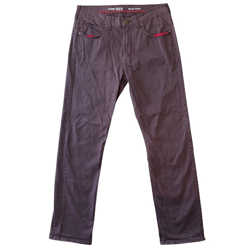 Wrangler RED Vintage Straight Men’s 32x32 Burgundy Wine Twill Chino Pants Retro